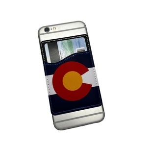 Colorado Card Caddy, Phone Wallet, Colorado Phone Accessories, CO Flag, Colorado Gift, Phone Card Holder, Stick on Wallet, Leather, Adhesive