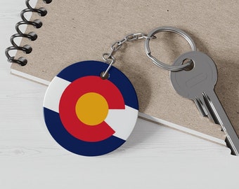 Colorado Flag Keychain, CO state flag, Colorado keychain, 2 inch round key chain, Colorado gift, Colorado souvenir, Colorado, Keychain charm