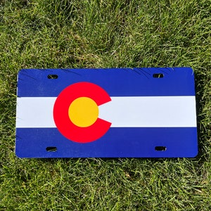 Colorado Flag Vanity License Plate, License Plate Front, Colorado Gift, New Car Gift, Aluminum License Plate Tag Novelty, Car Accessories,CO