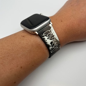 Colorado Apple Watch Band, Apple Watch Armband, iWatch Armband, Colorado State, Silhouette Mountains Uhrenarmband, Smart Watch, Leder, 38-41 mm