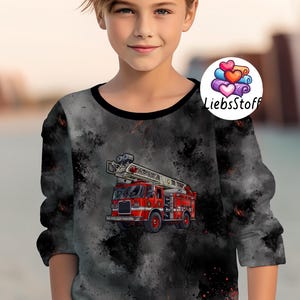 Meterware Bio Kinderstoff Panel Fireruck Feuerwehr Stoff Jersey exklusiv Eigenproduktion French Terry Musselin Baumwolle