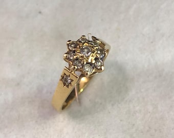 18ct gold hand made cluster ring set with  brilliant cut diamonds