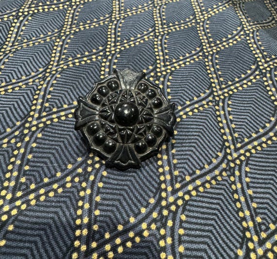 Antique Gutta Percha Mourning Pin Brooch