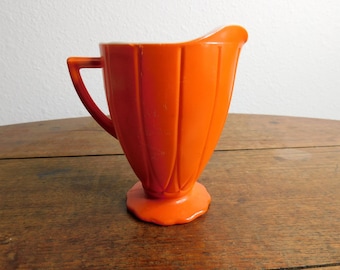 Vintage Hazel Atlas MCM Orange Glass Creamer Small Pitcher