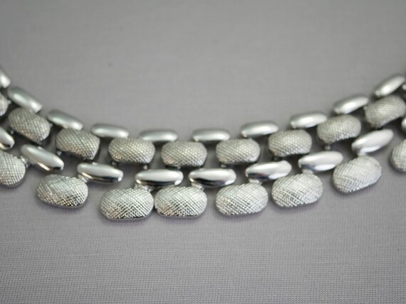 Silver Collar Necklace Statement Silver Decorativ… - image 2
