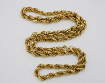 Vintage Gold Thick Rope Chain Graduated Necklace Decorative Link Necklace 30 Inches BN7