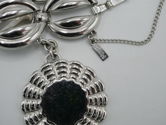 Vintage Silvertone Monet Medallion Bracelet Chunk… - image 4