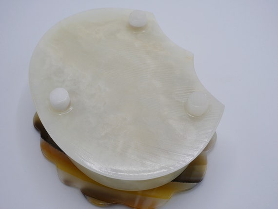 Marble Agate Fan Box Dresser Box Jewelry Box Ston… - image 4