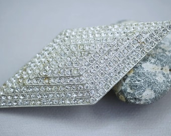 Art Deco Rhinestone Pin Stunning Rhinestone Pin Brooch Diamond Shaped Art Deco Pin
