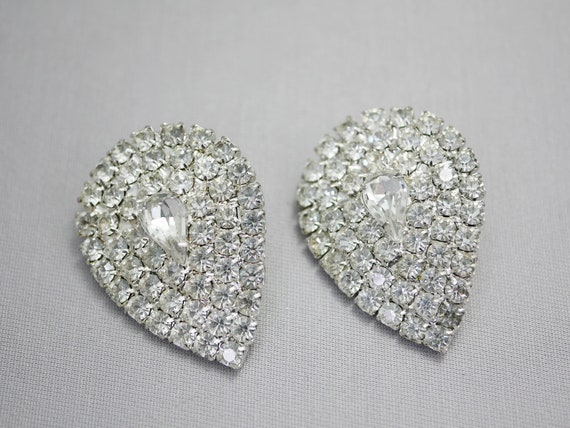 Vintage Rhinestone Earrings Rhinestone Clip On Earrings Big Rhinestone Clips Sparkle