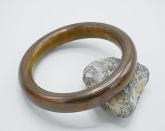 Vintage Brass Bangle Bracelet with Patina Rustic Stacking Bracelet SE1