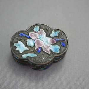 Vintage Small Enamel Trinket Box Cloisonne Box Chinese Blue Purple Cloisonne Box