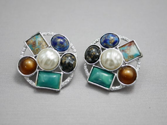 Vintage 1960 Sarah Coventry Clip On Mixed Jewel E… - image 1