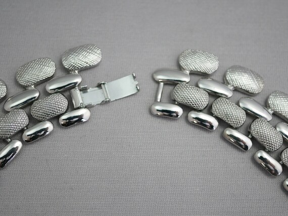 Silver Collar Necklace Statement Silver Decorativ… - image 3