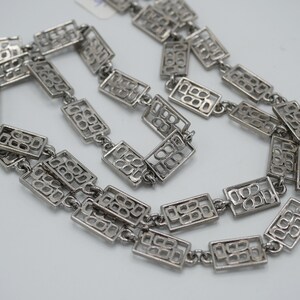 Vintage Silver Tone Link Necklace 29 inch Long Rectangle Link Necklace