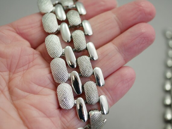 Silver Collar Necklace Statement Silver Decorativ… - image 5