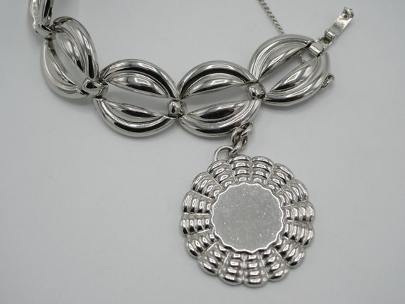 Vintage Silvertone Monet Medallion Bracelet Chunk… - image 2