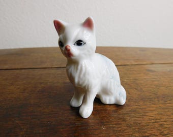 Vintage Ceramic Cat Figurine White Cat Figure Bone China