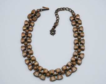 Vintage Heavy Copper Art Deco Choker Necklace Copper Link Necklace  12 plus 3 Inch Extender GH4