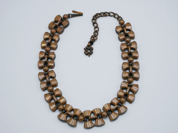 Vintage Heavy Copper Art Deco Choker Necklace Copper Link Necklace  12 plus 3 Inch Extender GH4