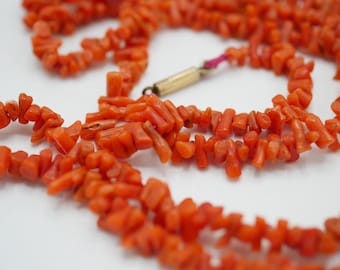 Antique Mediterranean Branch Coral Necklace 31 Inch GF Clasp C13