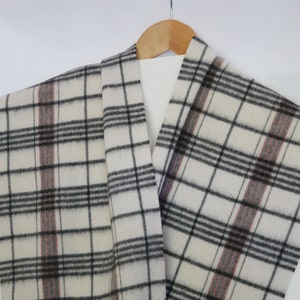 Soft Wool Scarf Plaid Cream Black Orange Soft Merino Wool Scarf