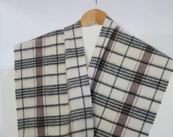 Soft Wool Scarf Plaid Cream Black Orange Soft Merino Wool Scarf