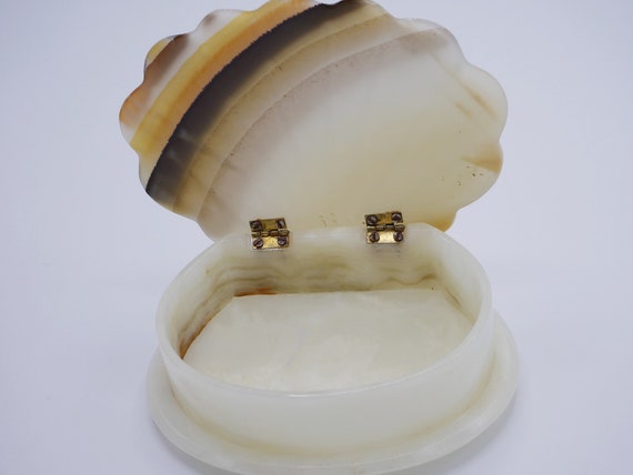 Marble Agate Fan Box Dresser Box Jewelry Box Ston… - image 3