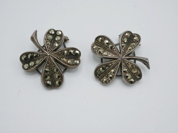 Antique Four Leaf Clover Clip on Earrings or Dres… - image 1