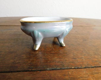 Vintage Japanese Ceramic Dish Lusterware Dish with Legs