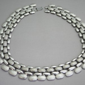 Silver Collar Necklace Statement Silver Decorative Collar Necklace 18 inches RE31