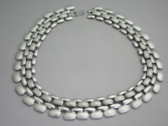 Silver Collar Necklace Statement Silver Decorativ… - image 1