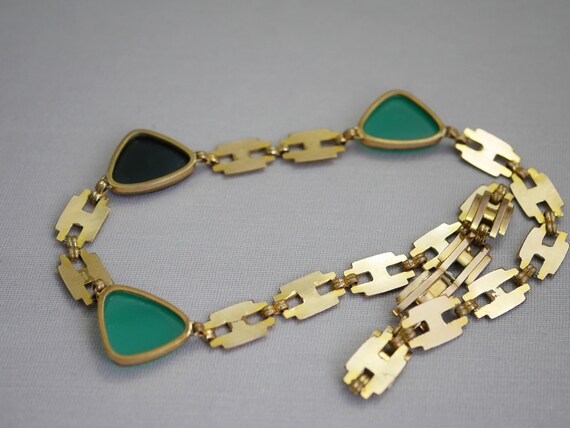 Art Deco Choker Necklace Black and Green Onyx Gem… - image 5