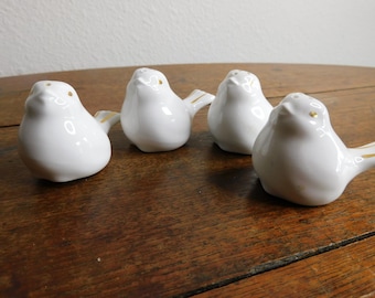 Two Pair Vintage Princess Royale Bird Salt Pepper Shakers Gold White