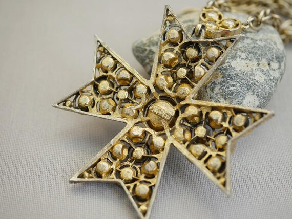 Vintage Lisner Rhinestone Maltese Cross Necklace … - image 4