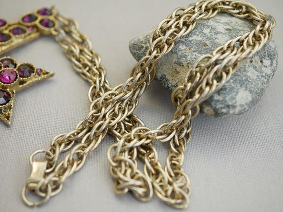Vintage Lisner Rhinestone Maltese Cross Necklace … - image 5