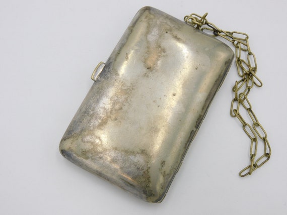 Antique Victorian Compact Purse on Chain German Silver Antique Victorian Compact Purse on Chain German Silver
