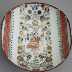 Vintage Austria Enameled Decorative Small Bowl Dish White Blue Pink Hand Painted ML26