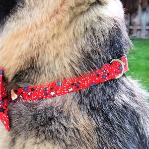 Dog Bow Tie: 4th of July RED with Blue, Black, & White Stars Dog Collar and Bow Tie or Collar Flower image 6