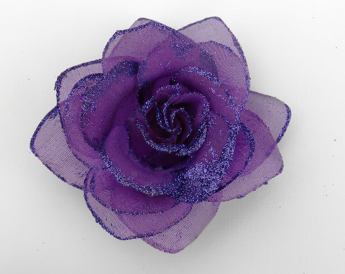 PURPLE Glitter Rose Hair Clip Easter Basket Gift Etsy