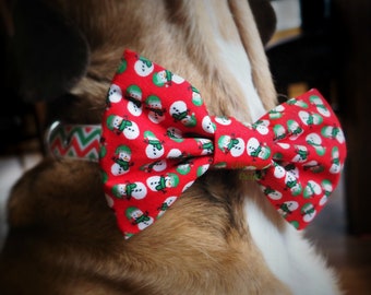 Dog Bow Tie:  Red Christmas Dog Collar Bow Tie