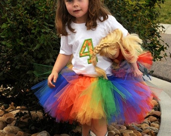 Toddler Tutu: RAINBOW St. Patrick's Day Tutu - Primary Rainbow Colors (Red, Orange, Yellow, Green, Blue, and Purple)  Dance Bday Tutu