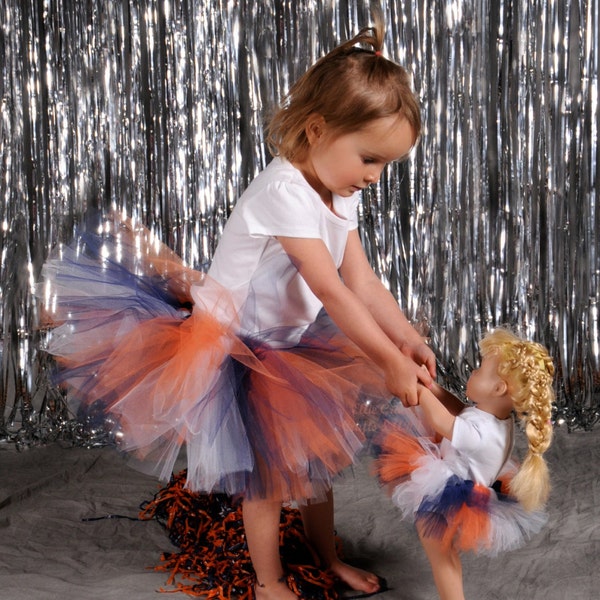 Bronco's Tutu:  Toddler Tutu NAVY, ORANGE, & WHITE - Sizes 2t, 3t, 4t