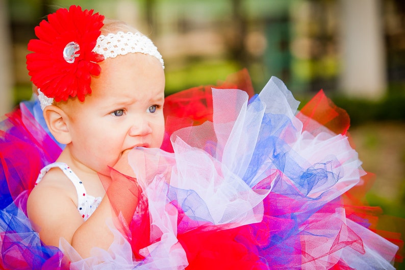 4th of July Baby Tutu: RED, WHITE, & BLUE Patriotic Independence Day Tutu Military Homecoming Tutu image 3