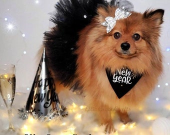 KLAAR OM Dog Tutu te verzenden: Black Dog Tutu - Grote oudejaarsavond Tutu
