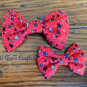 Dog Bow Tie: 4th of July RED with Blue, Black, & White Stars Dog Collar and Bow Tie or Collar Flower image 10