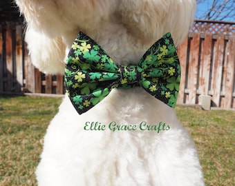 Halsband: St. Patrick's Day Dog Collar & Shamrock Bow Tie