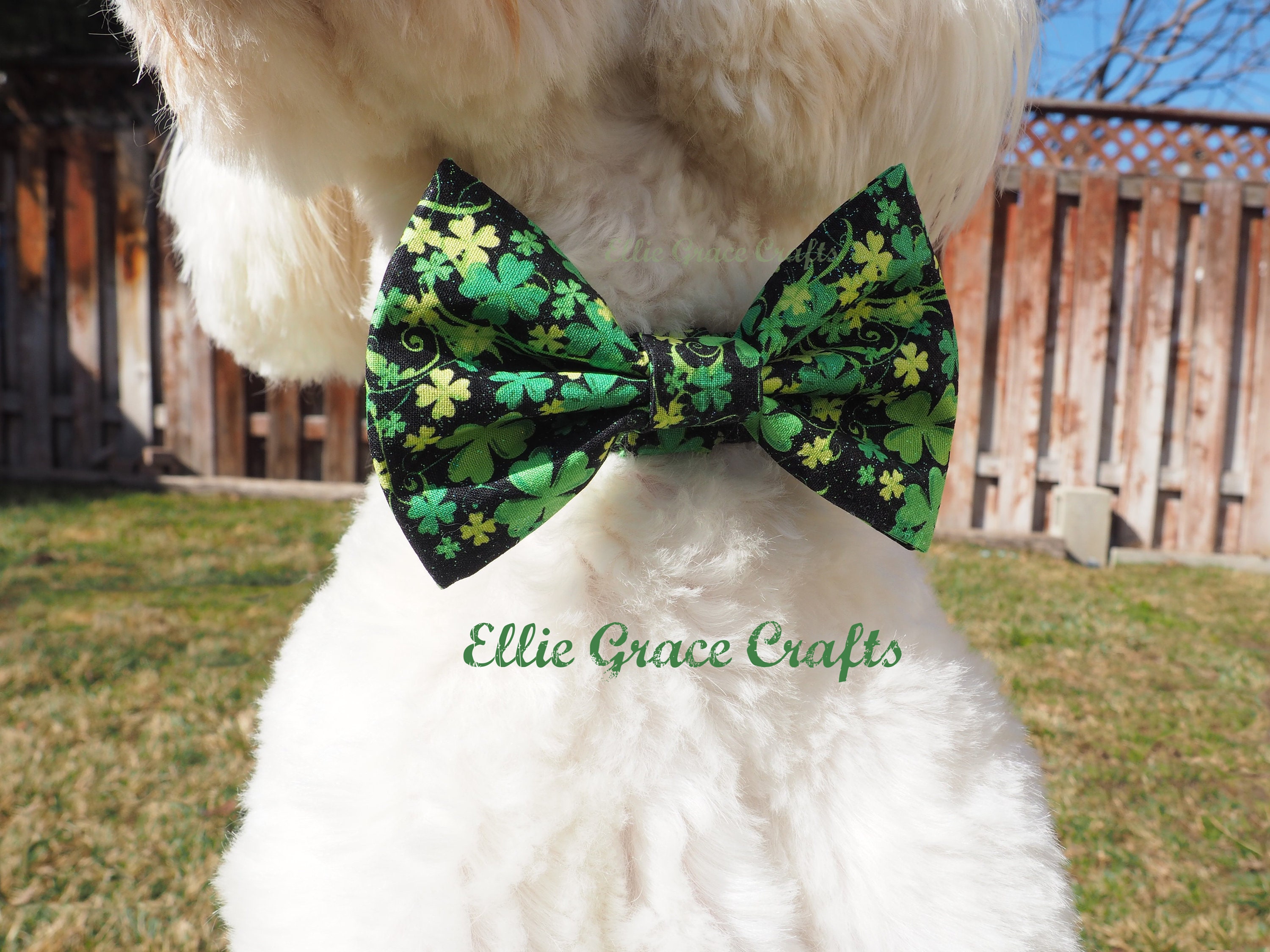 Masue Pets Puppy Dog Necktie for St Patrick s Day 10pcs/Pack Dog Bowtie Collar Lucky Green Clovers Patterns Puppy Dog Bows Dog Grooming Accessories 