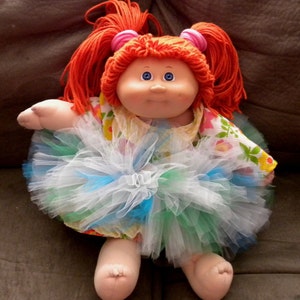 Doll Tutu:  Turquoise Blue, Green, & White Cabbage Patch Doll Tutu - Easter Basket Gift