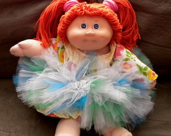 Doll Tutu:  Turquoise Blue, Green, & White Cabbage Patch Doll Tutu - Easter Basket Gift
